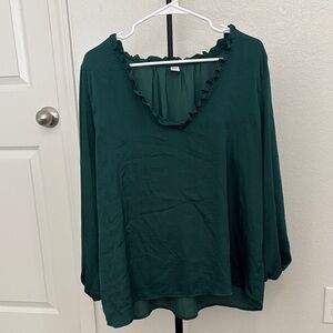 Old Navy Dark Green Ruffled Blouse